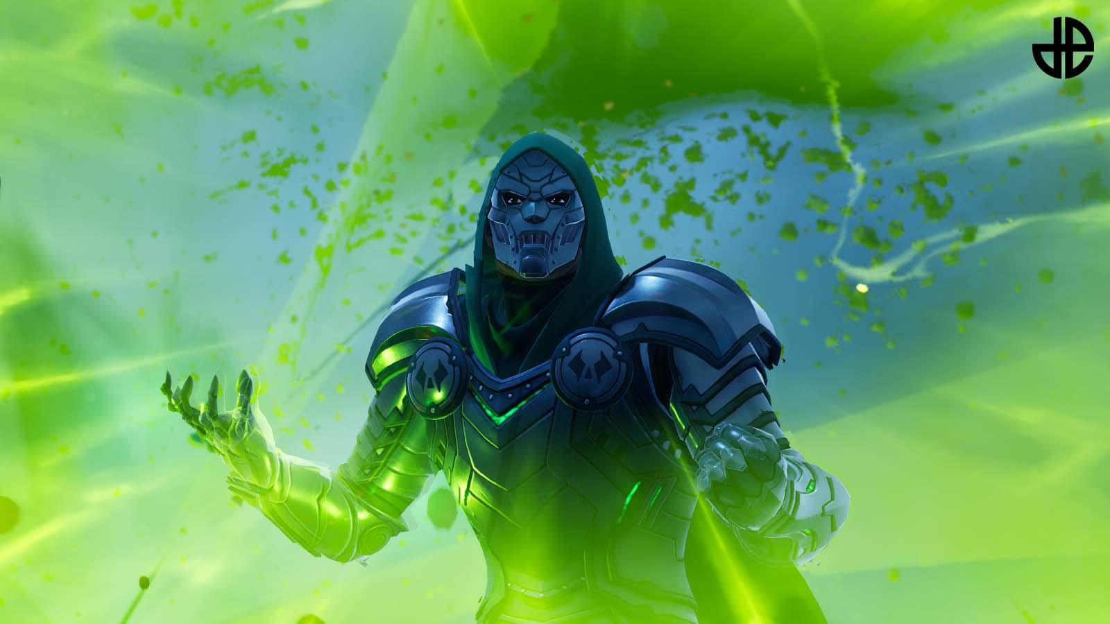 Doctor Doom with his green superpowers in Fortnite