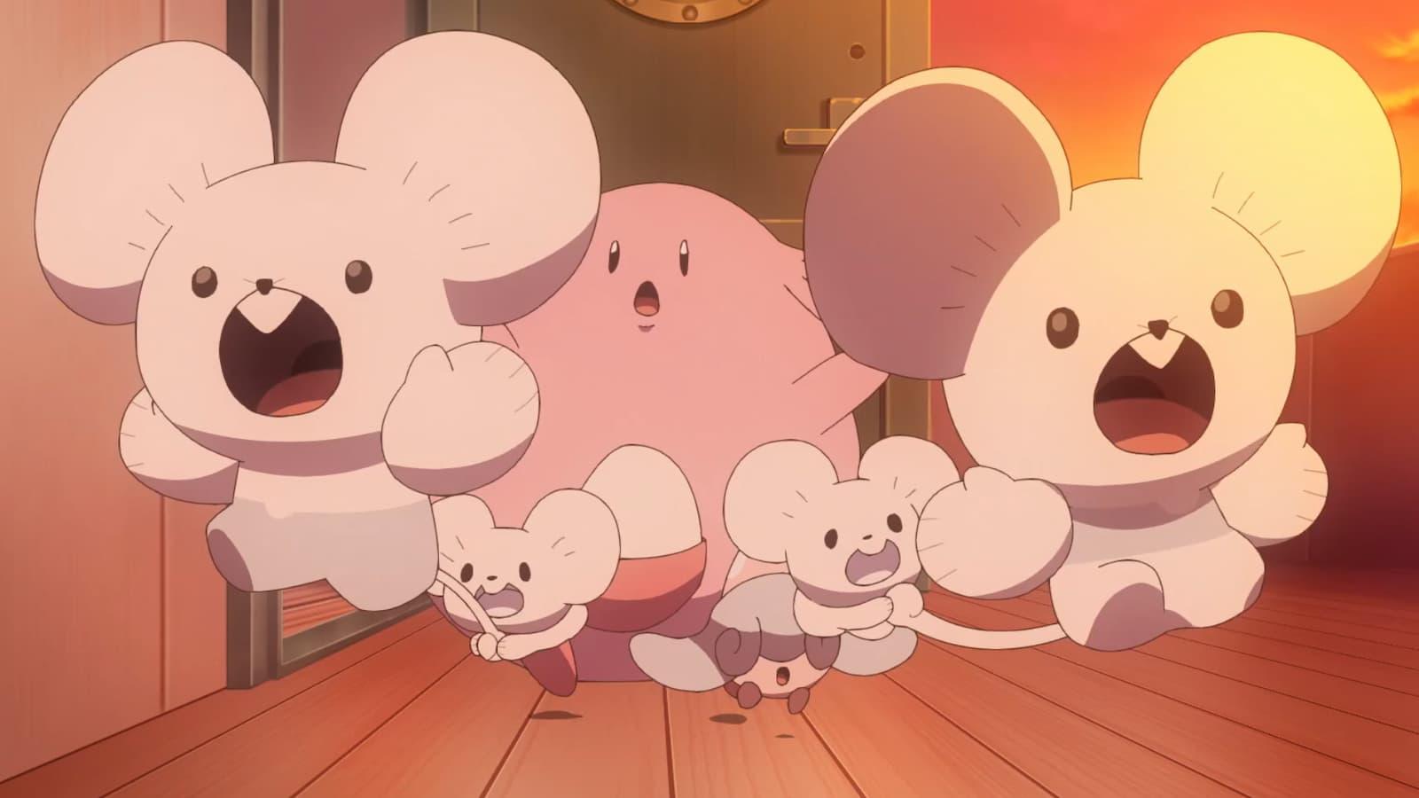 Maushol being chased by Chansey in Pokemon Horizons Anime