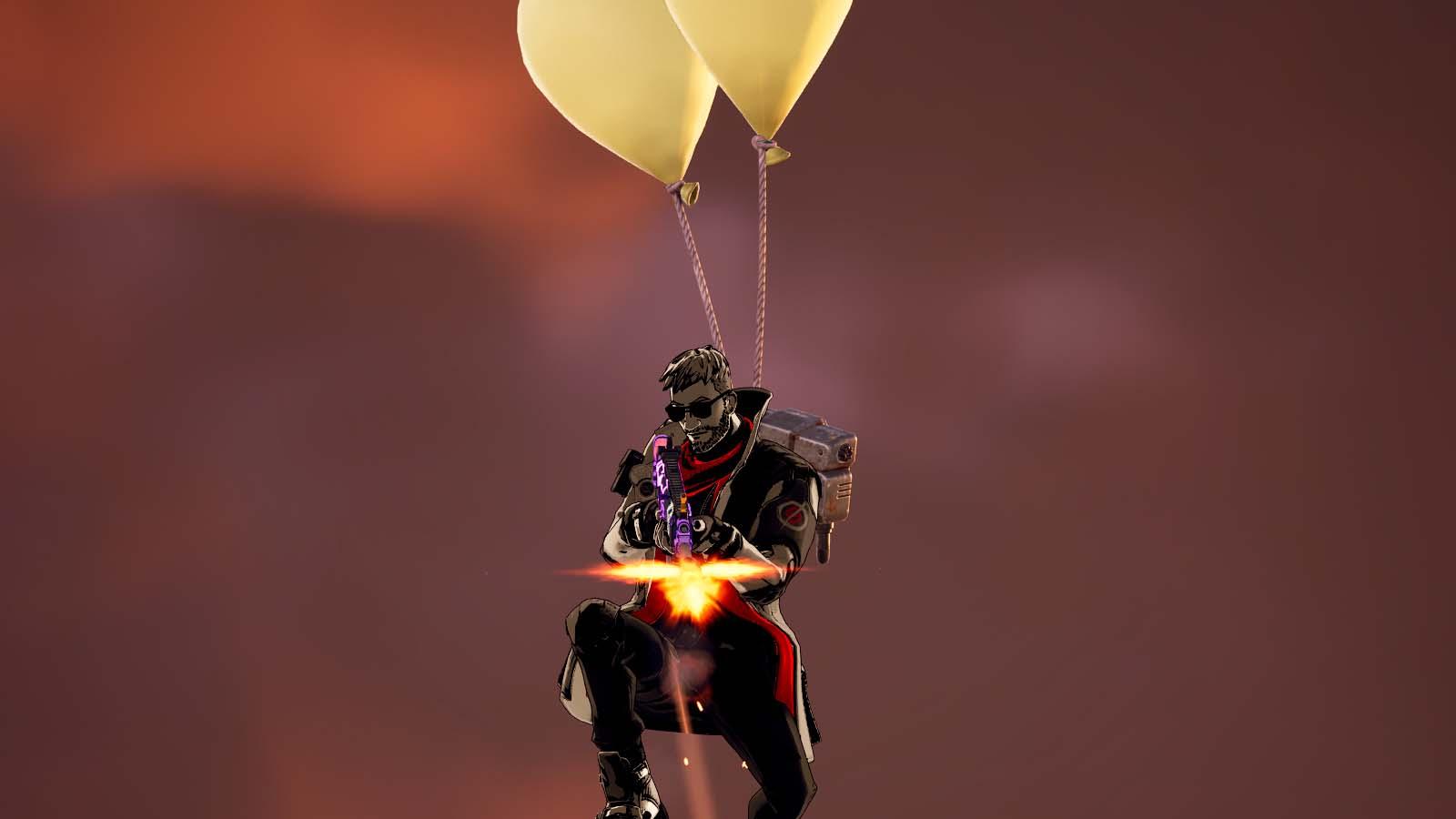 Jonesy flying with Balloons in Fortnite