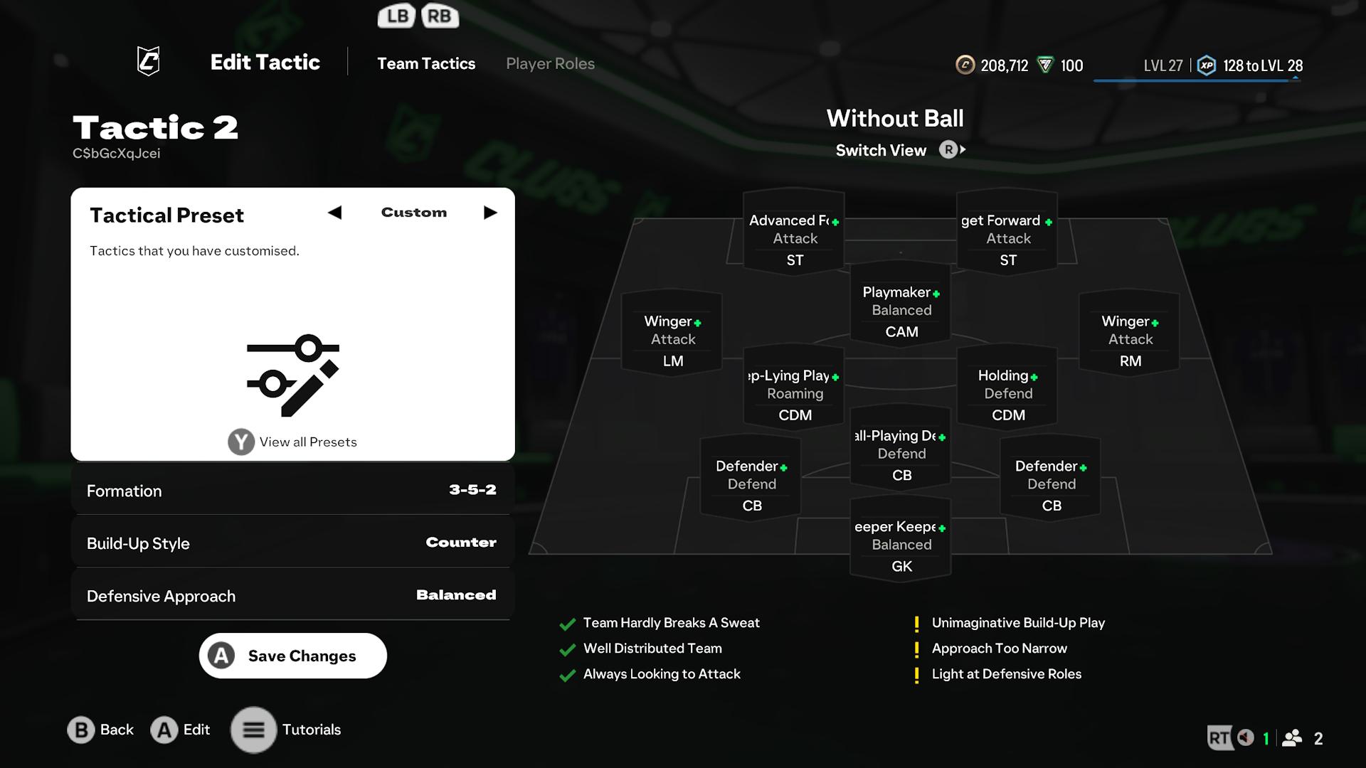 Screenshot of a meta 352 Clubs formation in EA FC 25.