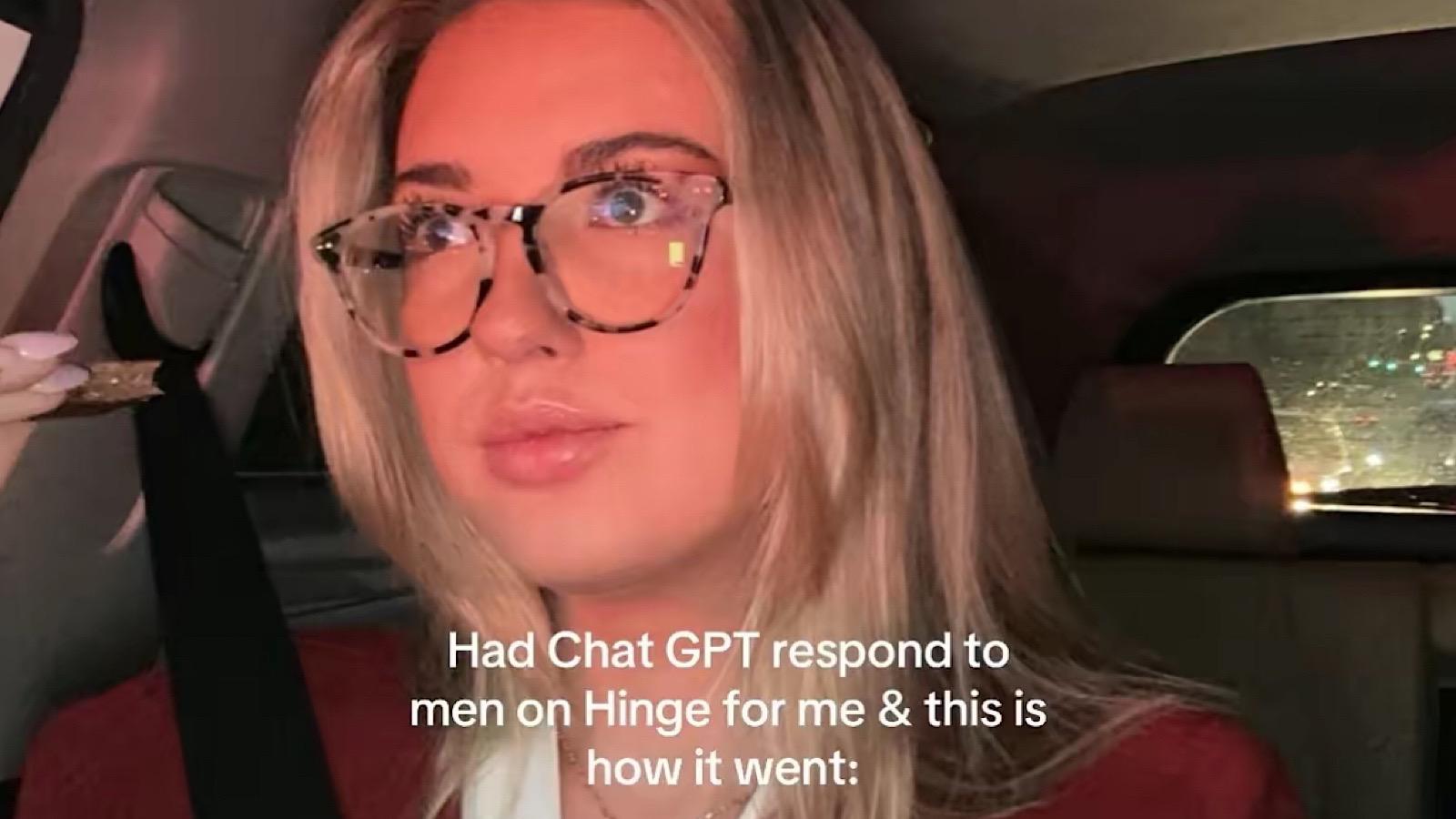 woman uses chatgpt to send funny messages to hinge matches