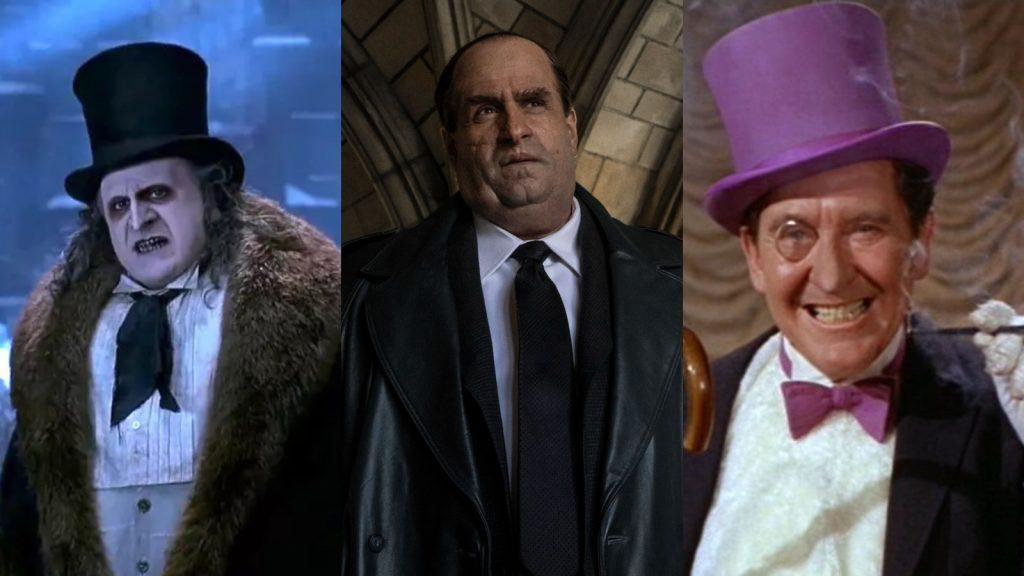 Danny DeVito, Colin Farrell, and Burgess Meredith as The Penguin