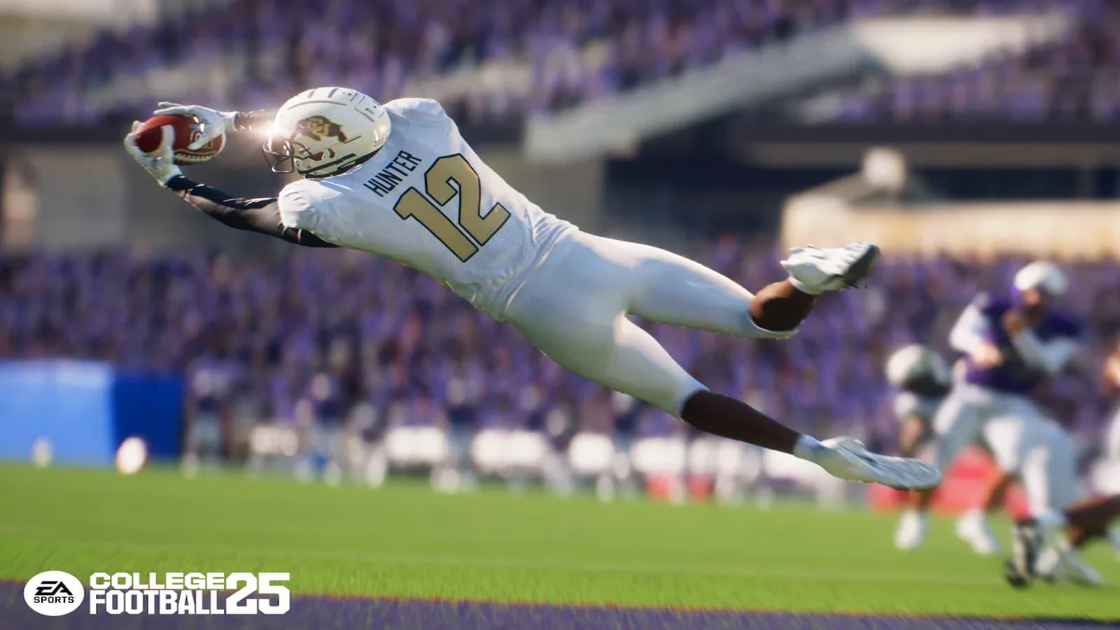 Travis Hunter intercepting a pass in College Football 25