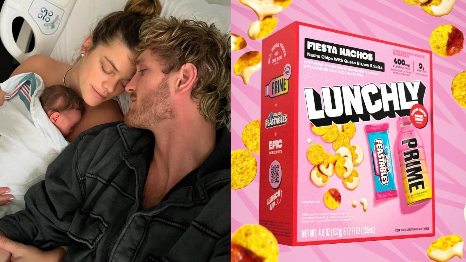 Logan Paul promotes Lunchly during birth of first born