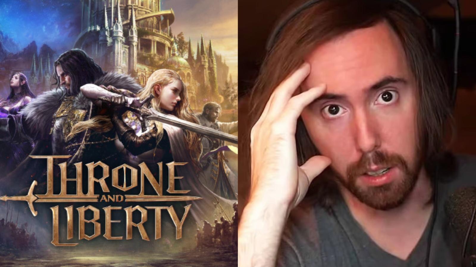 A screenshot featuring Throne and Liberty game and Asmongold.