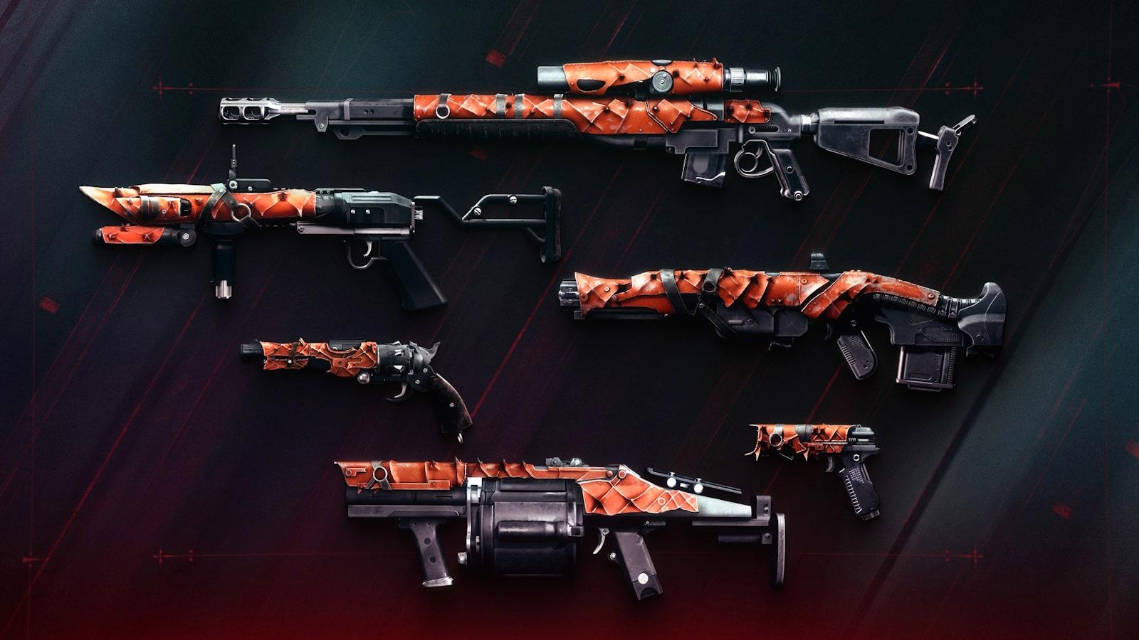 Official art of all seven seasonal weapons being added in Destiny 2 Episode Revenant.