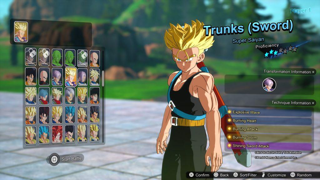 Dragon Ball Sparking Zero roster