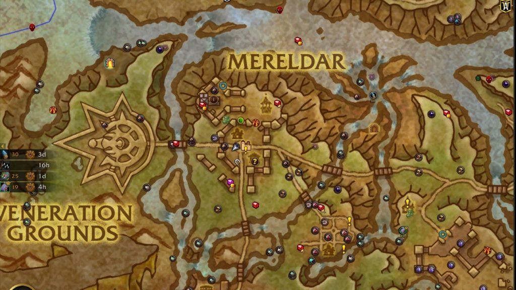 The map showing the location of the Children's Entertainer achievement in WoW: The War Within