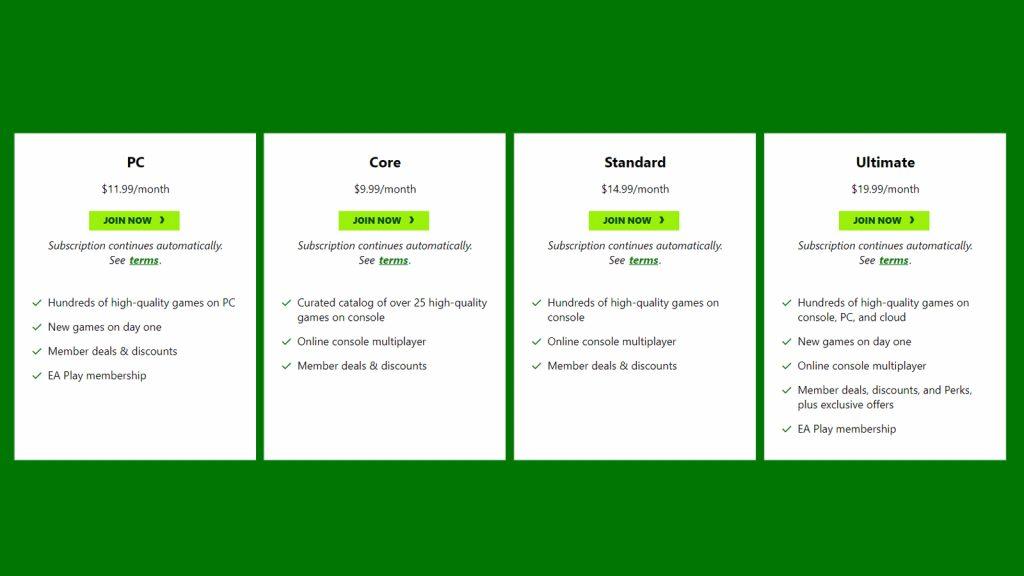 xbox game pass tiers