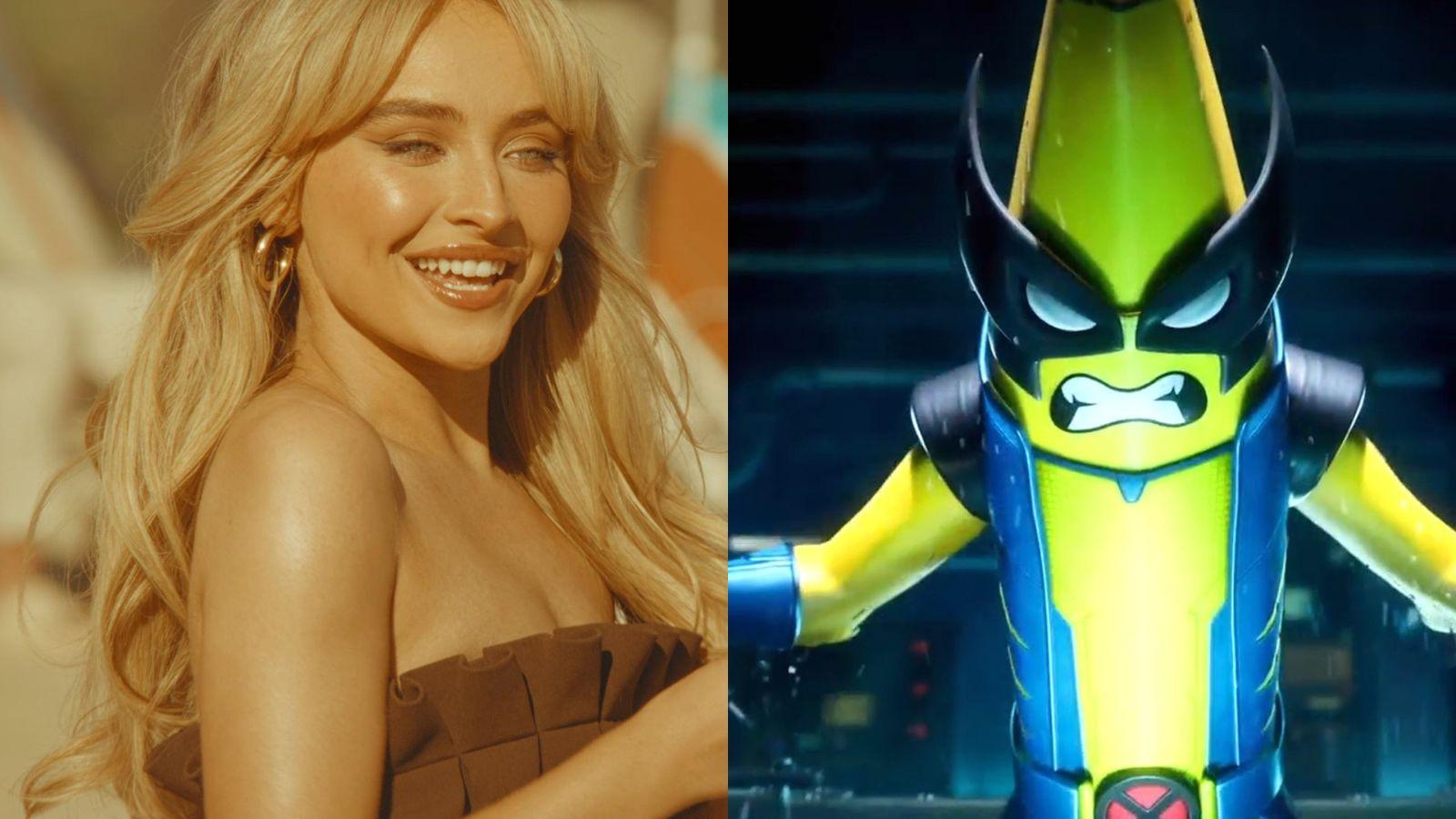 Sabrina Carpenter with Wolverine Peely from Fortnite