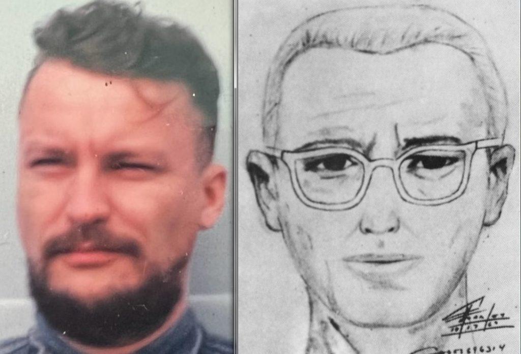 A photo of Paul Doerr and a sketch of the Zodiac killer