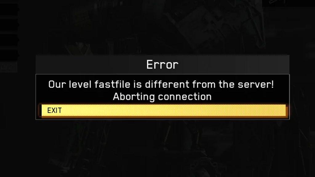 Our level fastfile is different from the server error