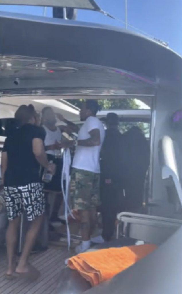 Chris Brown on a boat