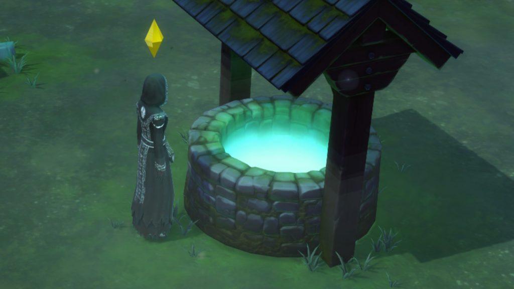 A screenshot featuring the Ravenwood well in The Sims 4 Life & Death pack.