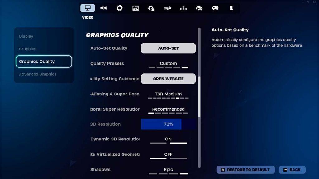 Fortnite Graphics Settings