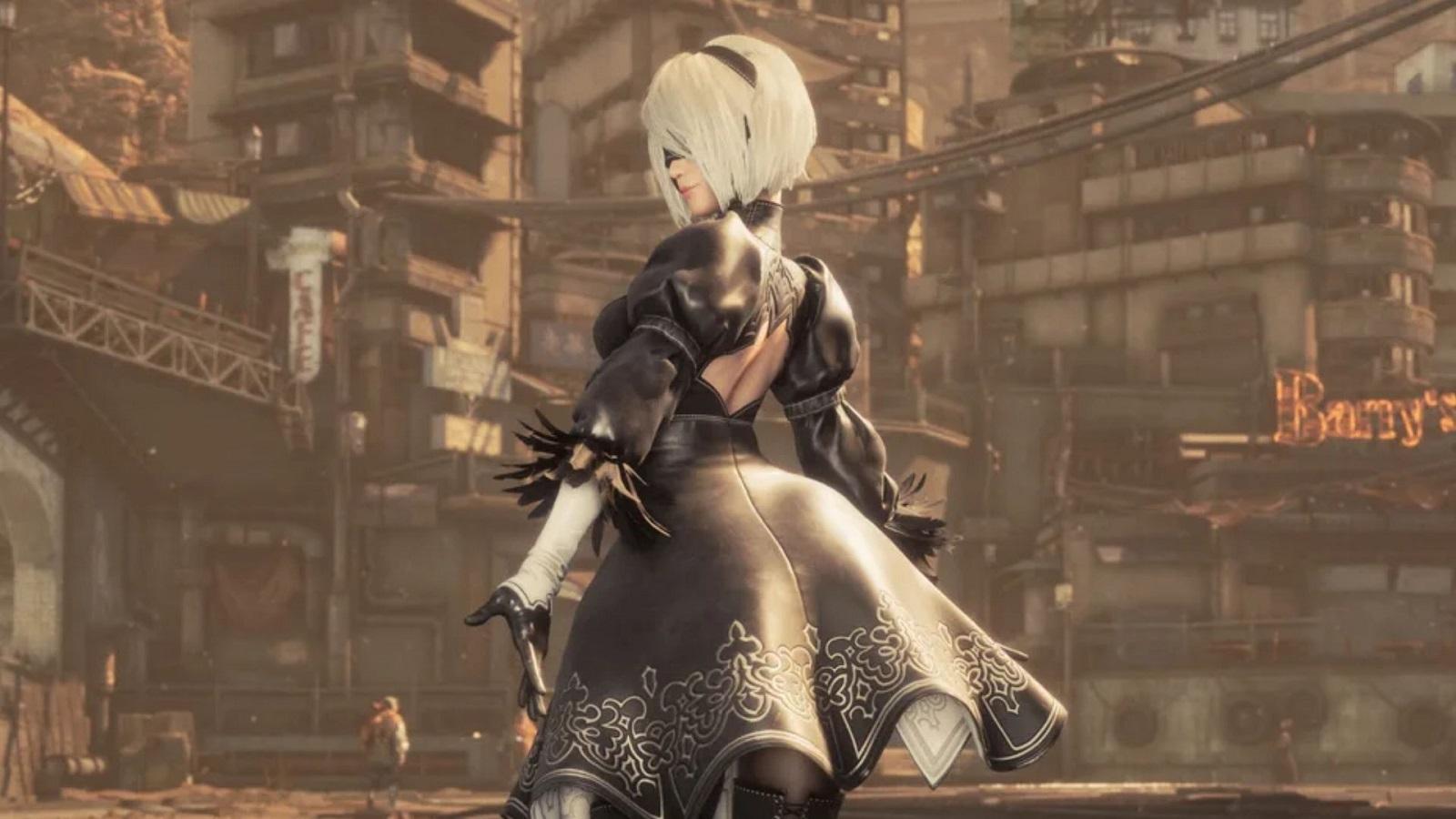 Eve wearing the 2B outfit