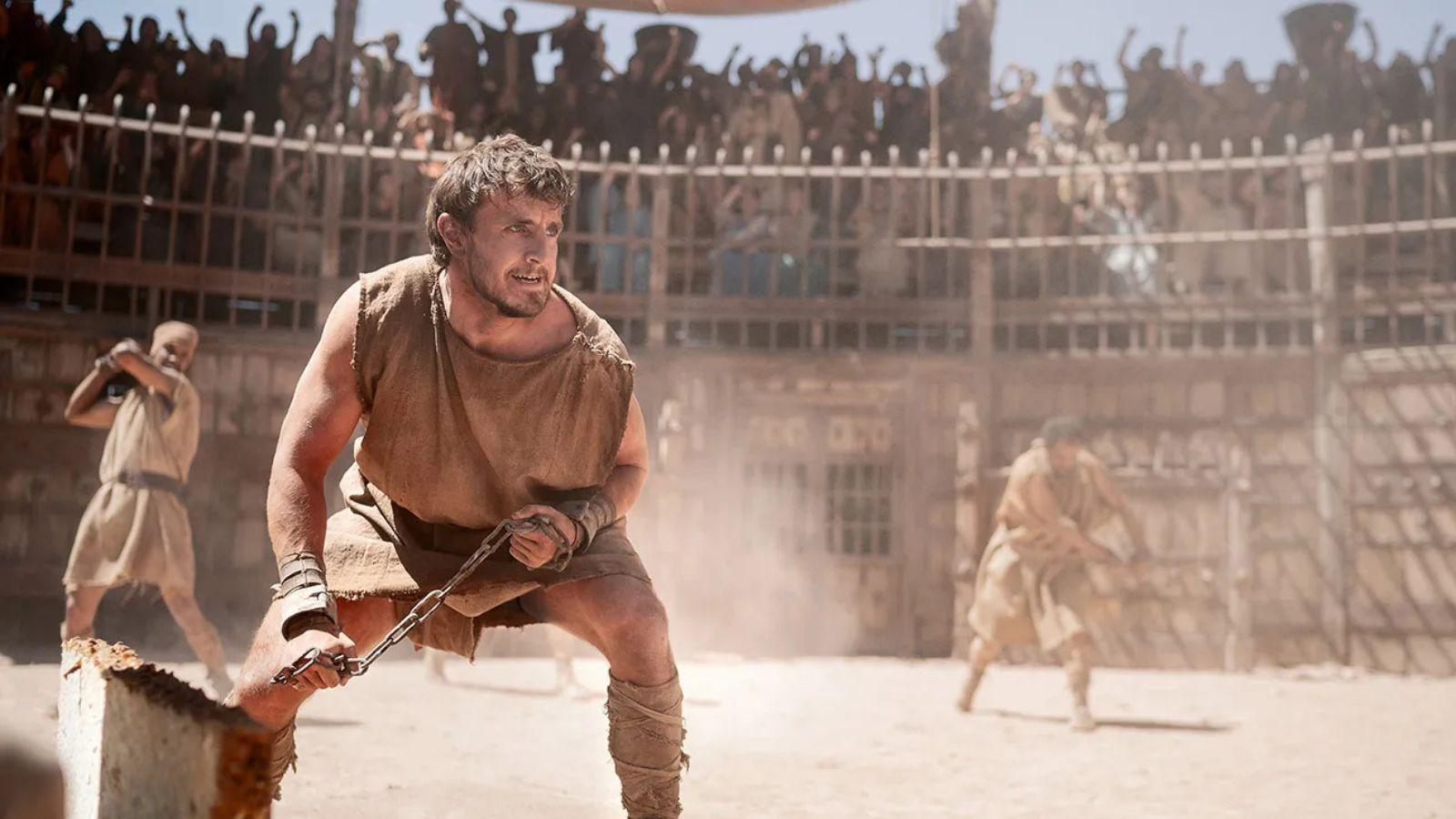 Paul Mescal in the arena for Gladiator 2