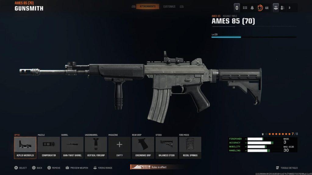 Best AMES 85 loadout for Ranked Play with Gunfighter Wildcard