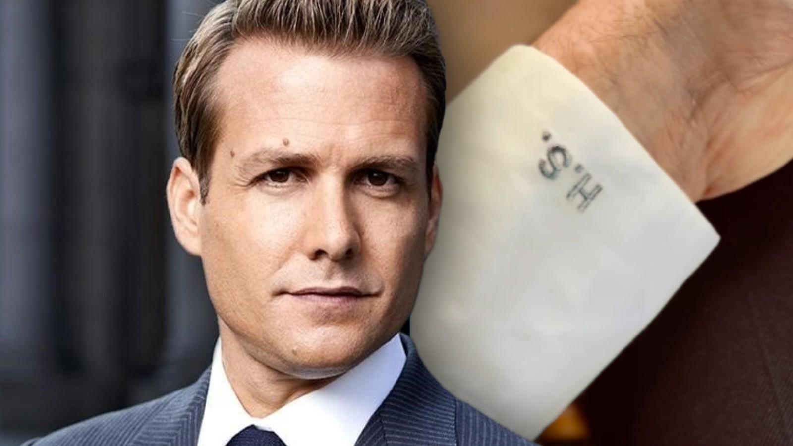 Harvey Specter in Suits and a still from Gabriel Macht's Instagram video