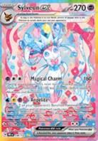 An image of Sylveon in the Prismatic Evolutions Pokemon TCG expansion set.