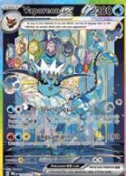 An image of Vaporeon in the Prismatic Evolutions Pokemon TCG expansion set.