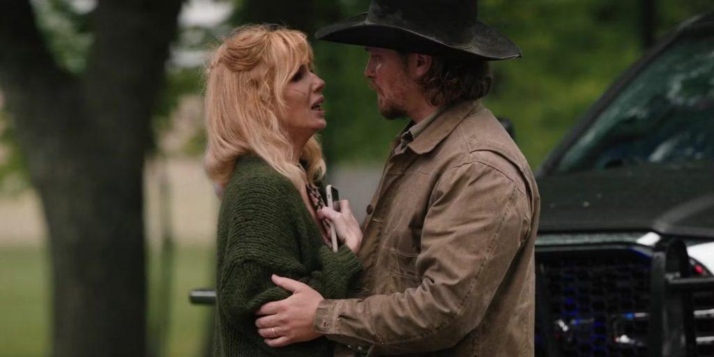 Kelly Reilly and Luke Grimes as Beth and Kayce in Yellowstone