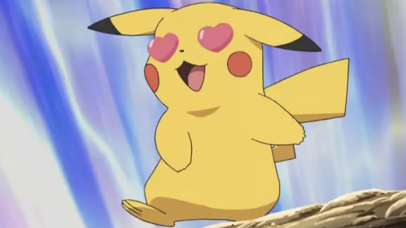 A screenshot featuring Pikachu with heart eyes.