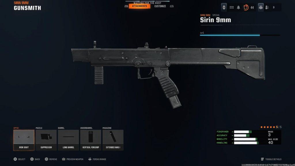 Screenshot of Sirin 9mm attachments for Warzone Ranked Play