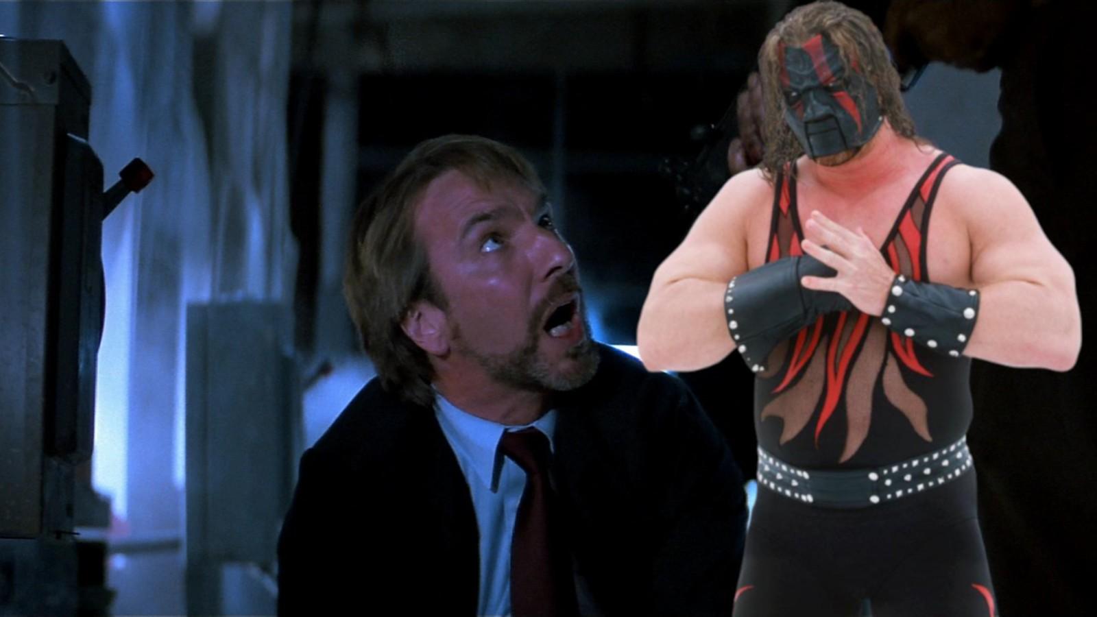 Alan Rickman as Hans Gruber with Kane