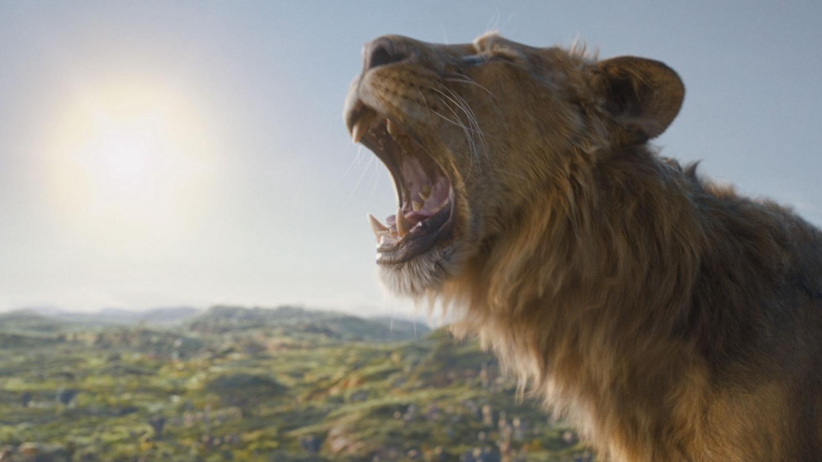 Mufasa (voiced by Aaron Pierre) in Disney’s live-action MUFASA: THE LION KING