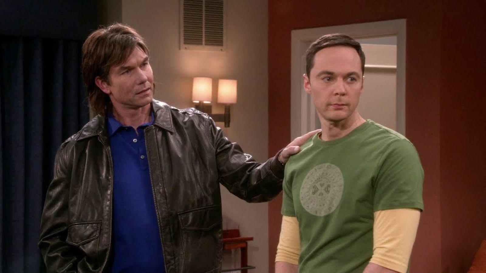 Georgie touches Sheldon's shoulder in The Big Bang Theory