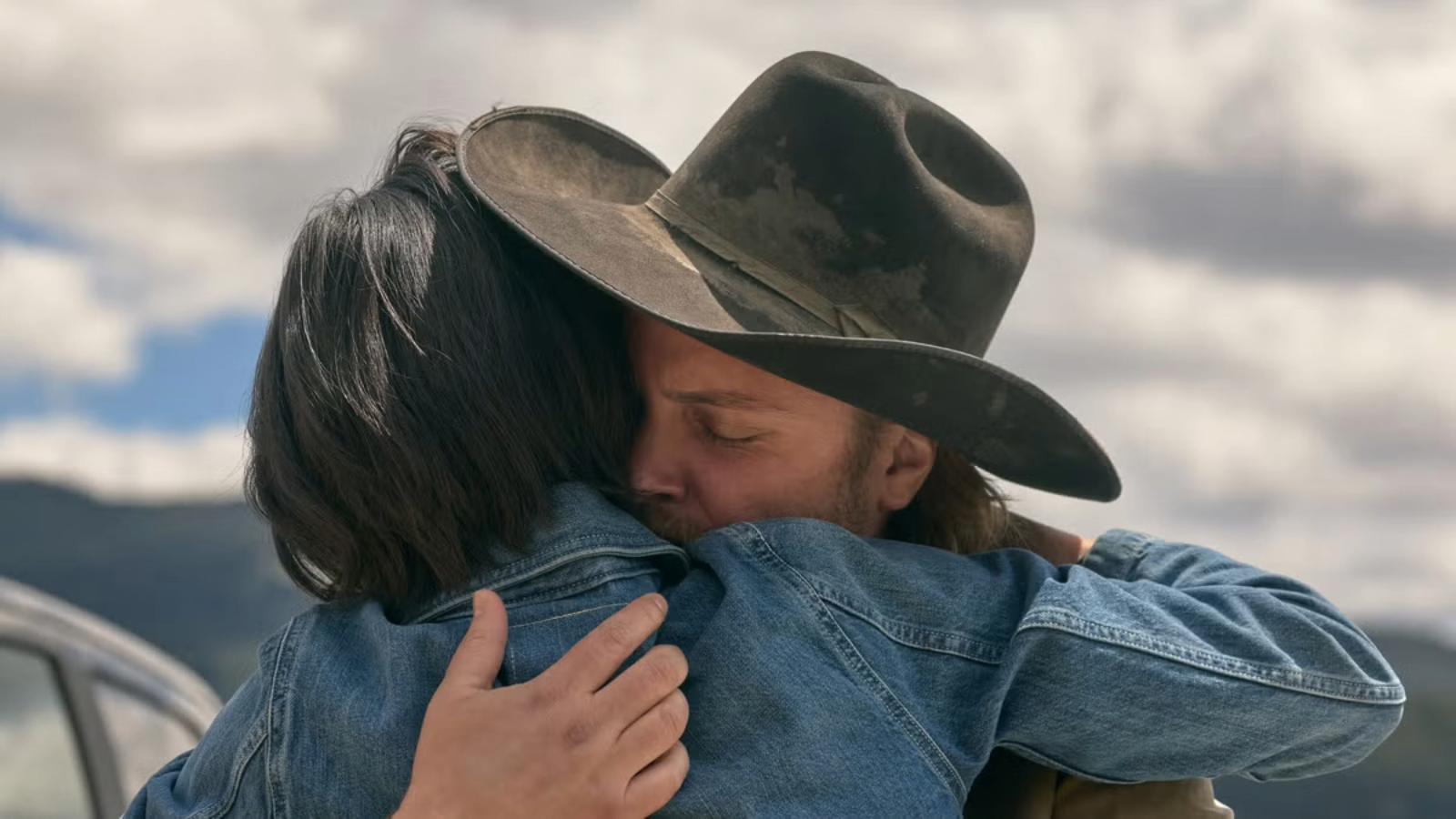 Is Yellowstone over? Luke Grimes as Kayce hugging Monica