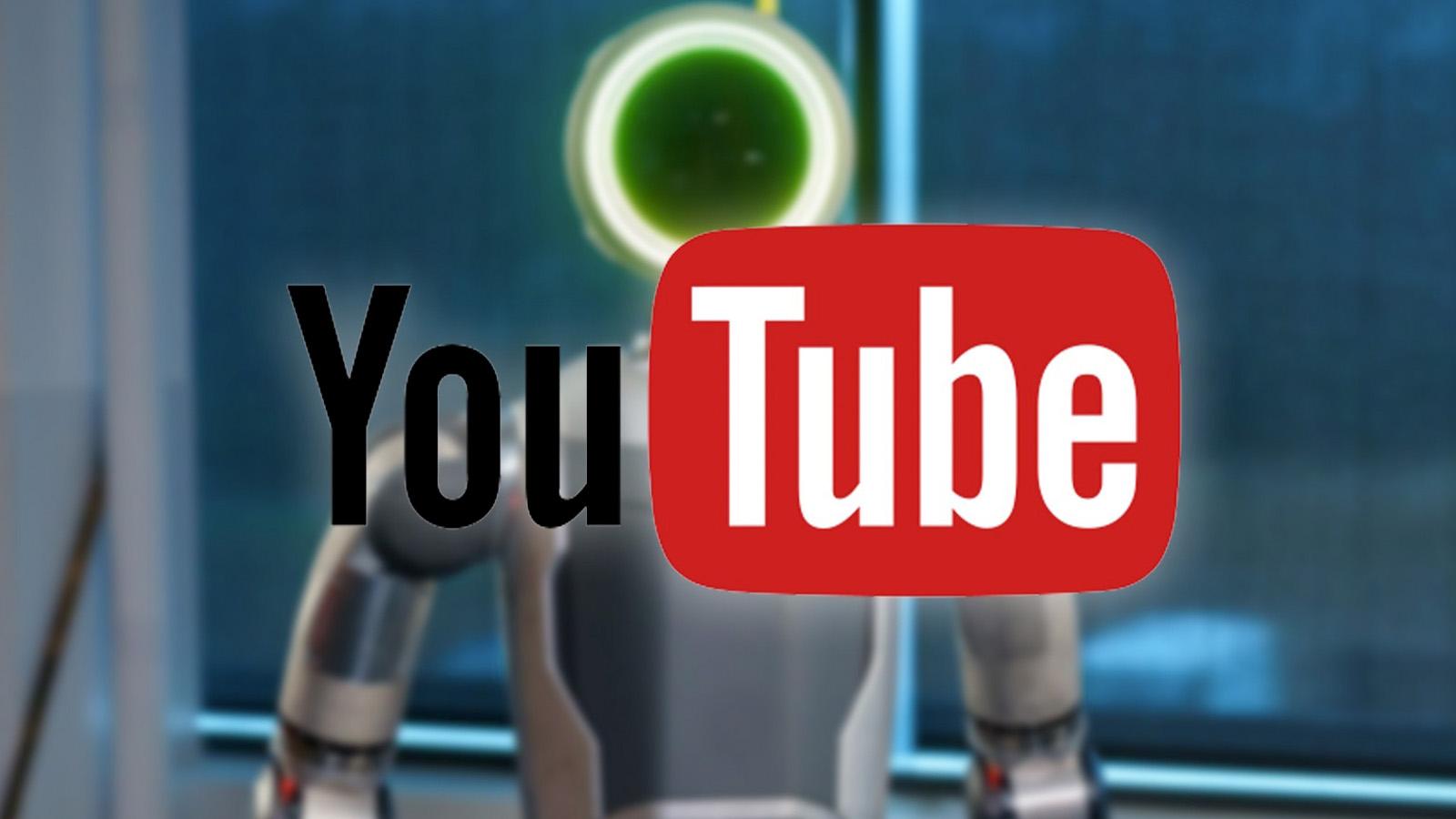 YouTube logo on top of boston dynamics robot