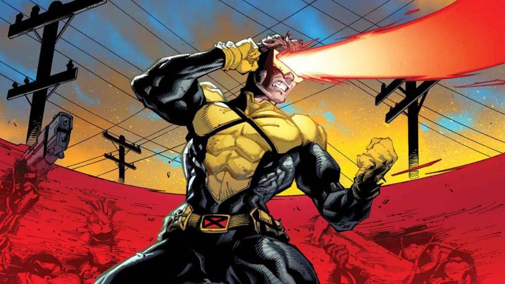 Cyclops using laser eyes in Marvel comics