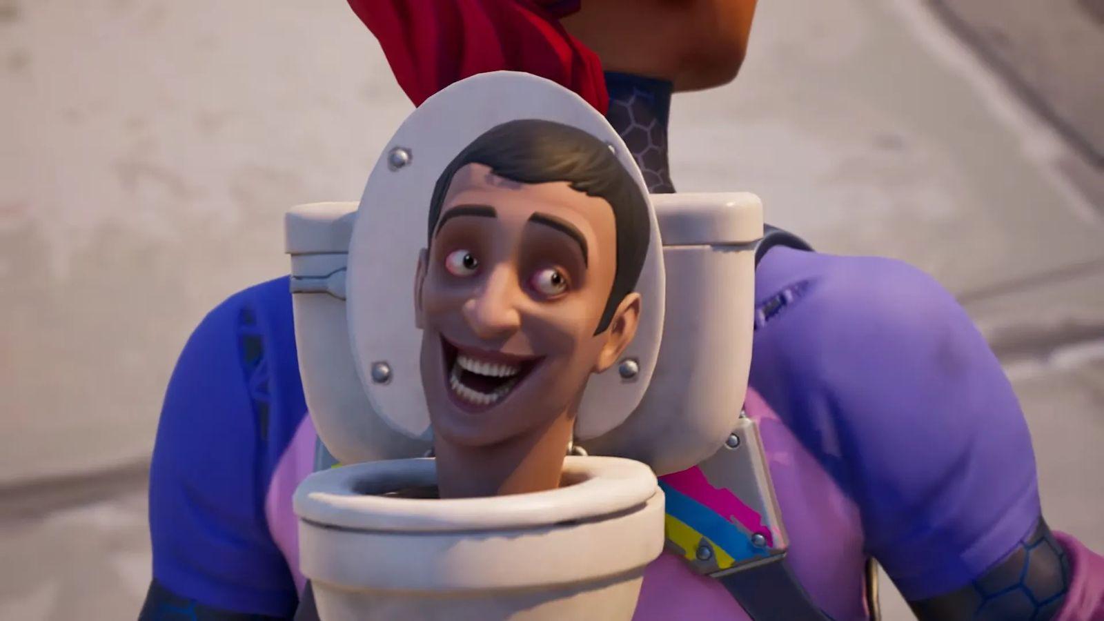 Fortnite player with Skibidi Toilet Back Bling