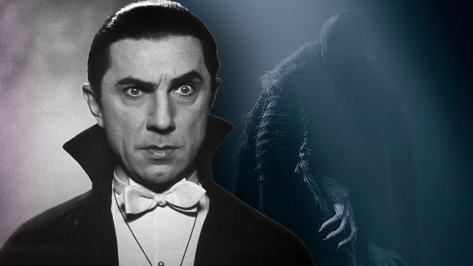 Bela Lugosi as Dracula and the poster for the Nosferatu remake