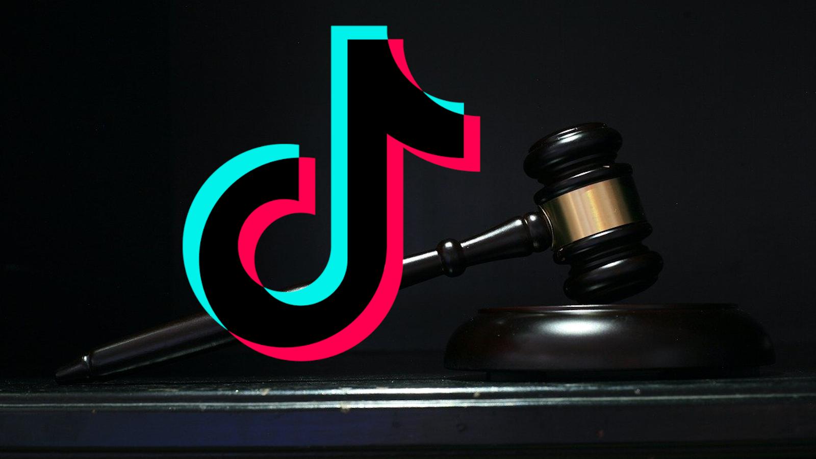 tiktok logo next to court gavel