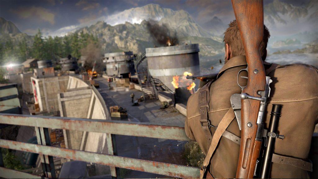 Sniper Elite: Resistance character aiming sniper rifle