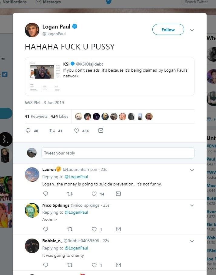 Logan Paul, Twitter